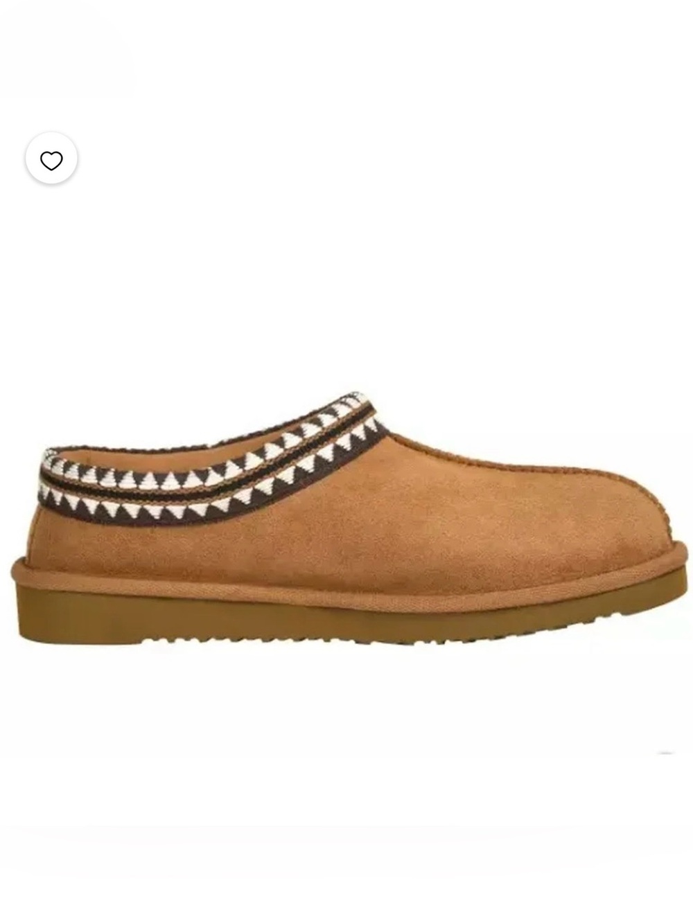 Unisex Kirkland Slip-On Suede Clog in Tan with Patterned Trim